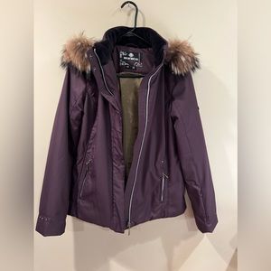 SUNICE Winter Ski Jacket with removable Faux Fur Hood SIZE 8. Eggplant